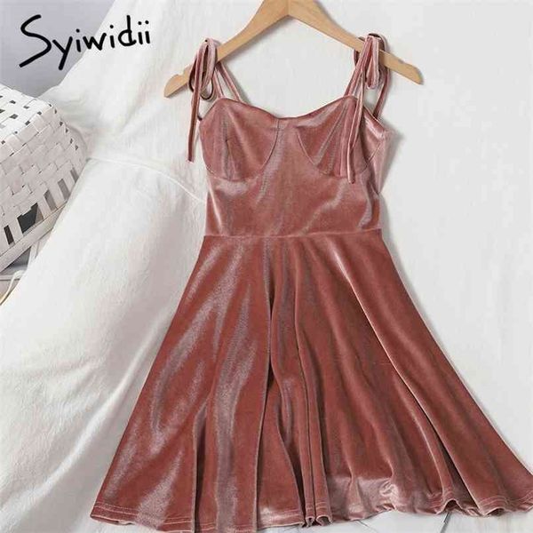 

fashion high waist camis dresses women bow lace up back zipper sleeveless a-line solid pink summer korean 210607, Black;gray