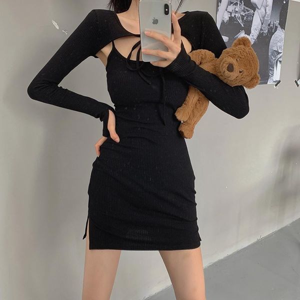 

casual dresses retro loose chic dress, Black;gray