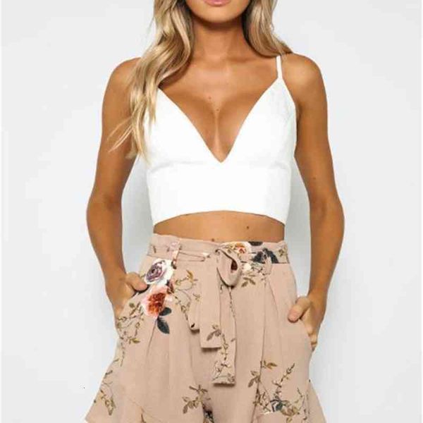 

summer floral printed ladies pants fashion designer female loose short pants holidays split casual apparel, White;black