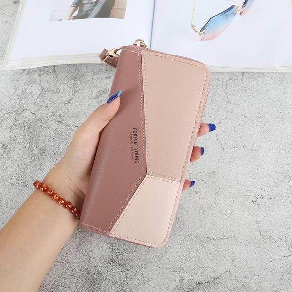 

wallets 2021 ladies wallet long zipper multi-function clutch large capacity stitching design, Red;black
