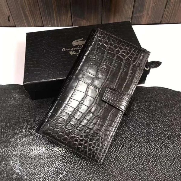 

wallets 100% genuine crocodile leather belly skin wallet and purse excellent solid quality men business card holder case, Red;black