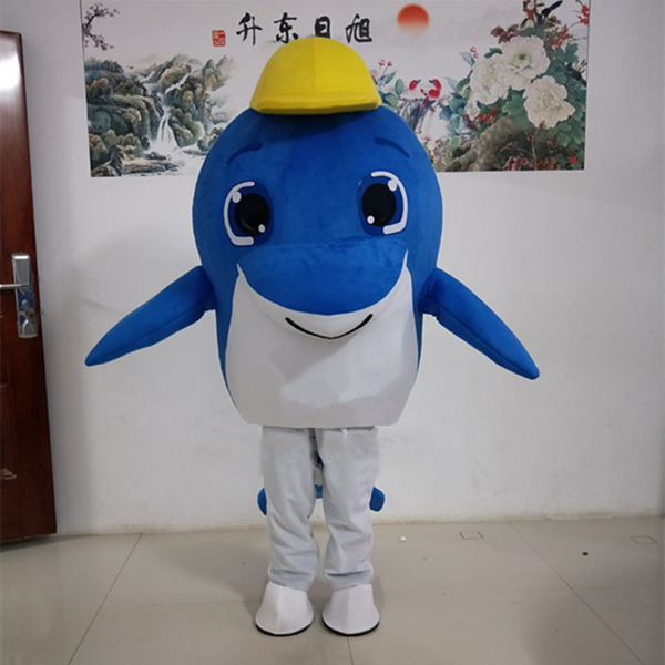

mascot costumes sea animal outfit lovely dolphin mascot costume party suit size halloween carnival fancy dress stage performance costu, Red;yellow