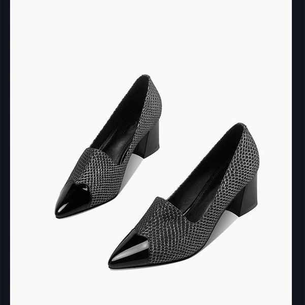 

dress shoes women classic black pointed toe slip on square heel zapatos de mujer lady cool comfort party pumps f9284