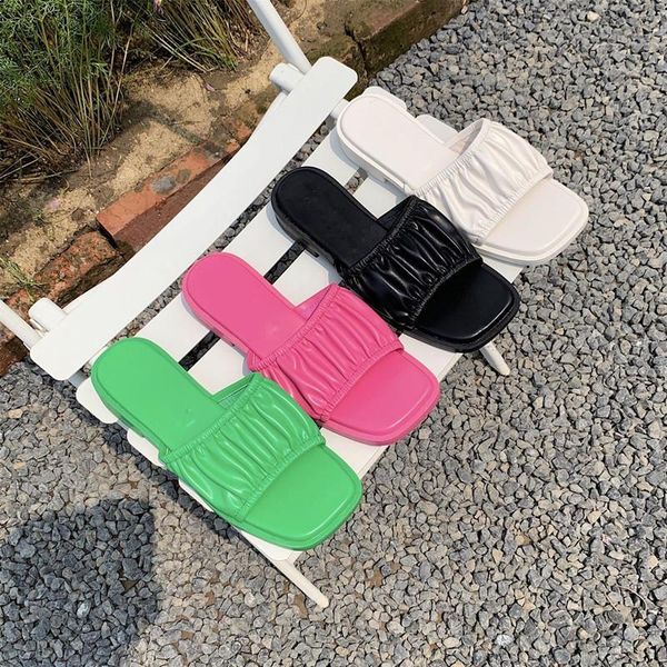 

slippers bailamos women 2021 summer fashion female flip flops ladies flat heel slides outdoor beach slip on sandal shoes, Black