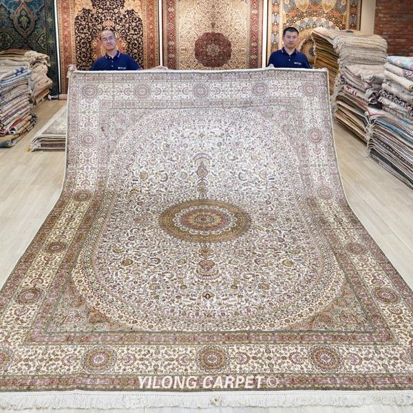 

carpets 9'x12' large handknotted silk living room carpet luxury area rug (wy318a)
