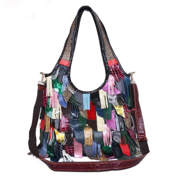 

orm colorful splicing women bag 2021 new genuine leather fashion striped shoulder bags luxury lady handbag messenger bag