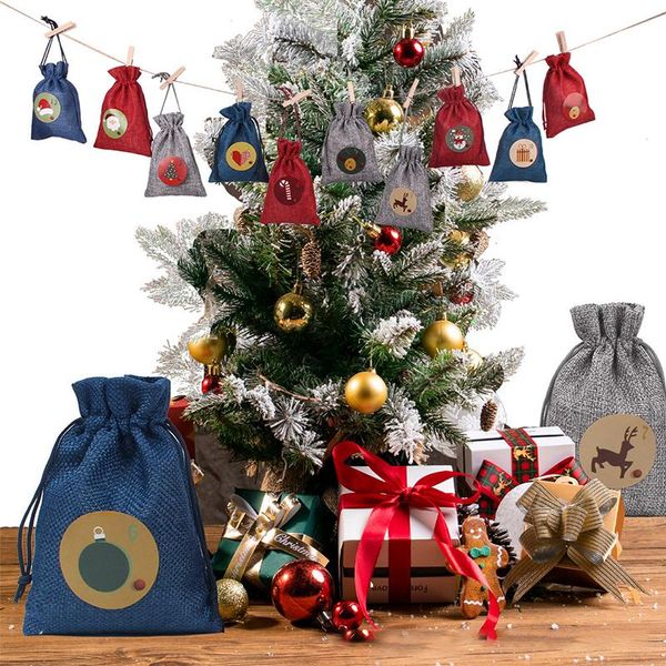 

christmas decorations gift bag multipurpose drawstring linen candy creative xmas decoration for home living room bar free