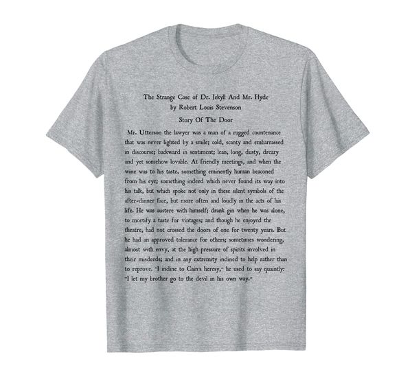 

dr. jekyll and mr. hyde book reader vintage text gift shirt, White;black