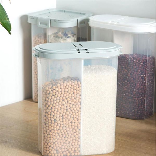 

storage bottles & jars transparent plastic food box with lid grains sealed container refrigerator 2 grids crisper