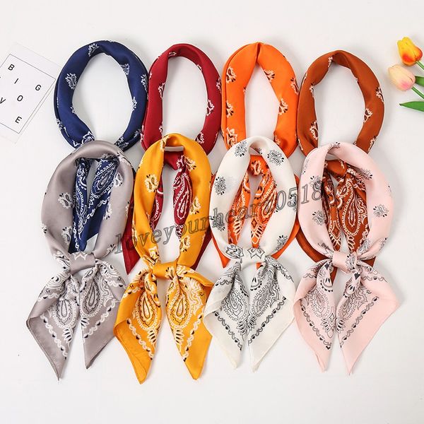 

70cm*70cm selling women square satin scarf plain luxury silk hair bandana silky head scarves handbag scarfs, Blue;gray