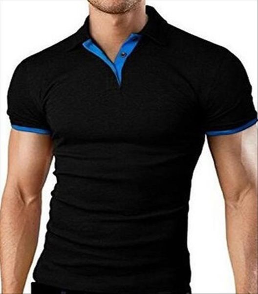 

european size foreign trade solid mens polos color leisure turtleneck shirt summer fashion trend slim short sleeve shirts 40, White;black