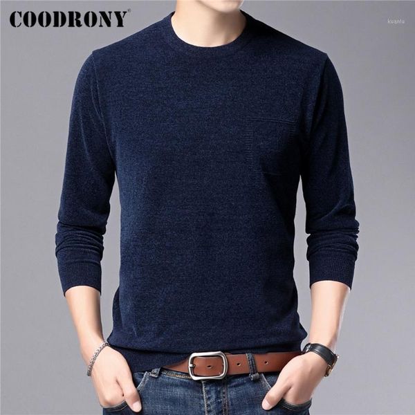 

men's sweaters coodrony brand autumn winter arrival casual o-neck pullover men clothing soft warm chenille knitwear sweater c1328, White;black