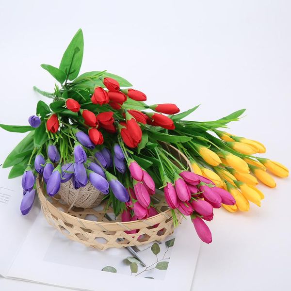 

decorative flowers & wreaths 21pcs head tulip artificial flower bonsai real touch bouquet fake diy for wedding decoration home garen office