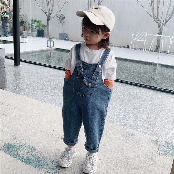 

spring girls overall denim jumpsuit wholesale blue jeans trousers autumn 3t clothes bib coveralls korean baby jumpsuits