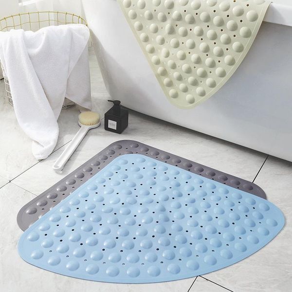

bath mats fan-shaped mat sector anti slip no smell shower triangle stand up bathmats machine washable suction cup drain hole