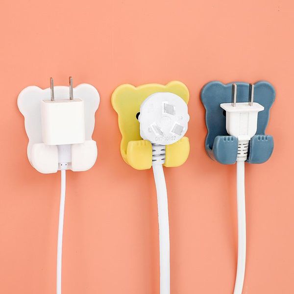 

hooks & rails 2pcs wall storage hook power plug socket holder adhesive for kitchen bathroom accessories home
