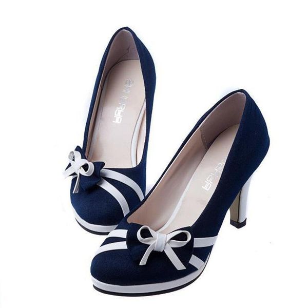 

dress shoes spring/summer 2021 single shoe bow platform women's black/blue high heels for women