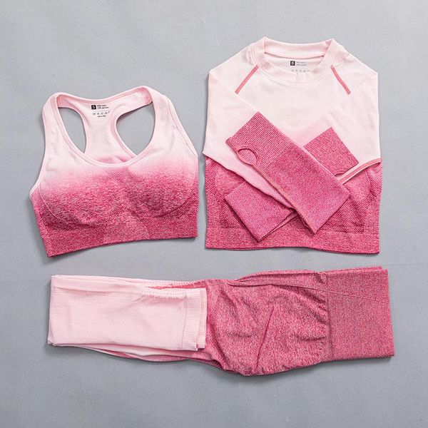 

yoga outfit women set seamless fitness sportwear gym clothing workout long sleeve crop sport pant high waist leggings running bra
