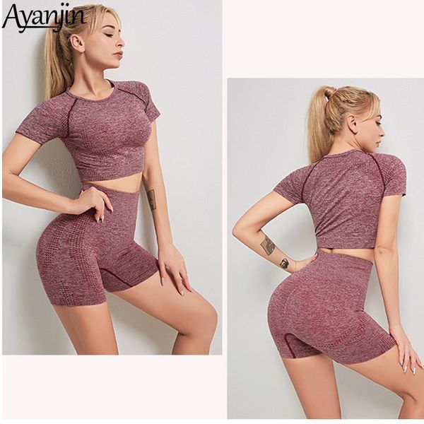 

yoga outfit seamless women vital set workout shirts sport pants bra gym clothing short crop high waist running leggings sports