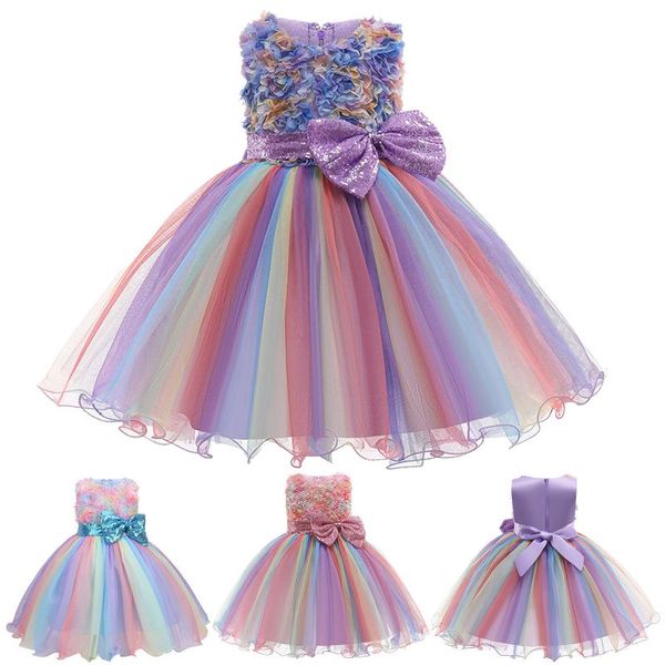 

girl's dresses 2021 girls christmas costume lace princess dress kids long sleeve winter sequin clothing children year birthday party go, Red;yellow