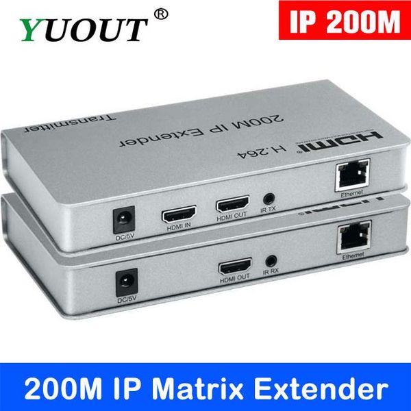 

audio cables & connectors 200m ip extender extension over rj45 cat 5e 6 6e cat6 ethernet network cable utp can 4 transmitter 30 receive