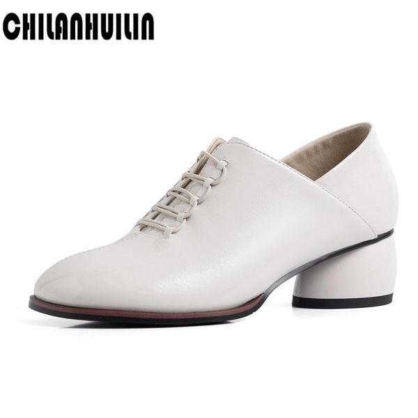 

dress shoes british women microfiber leather round toe high block heel pumps retro brogues casual oxford lace-up ladies, Black