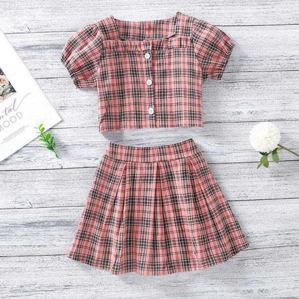 Setzt Kinderbekleidung Sommer NEUE Girls College-Stil-Two-Piece-kurzärmlige kurze Rock