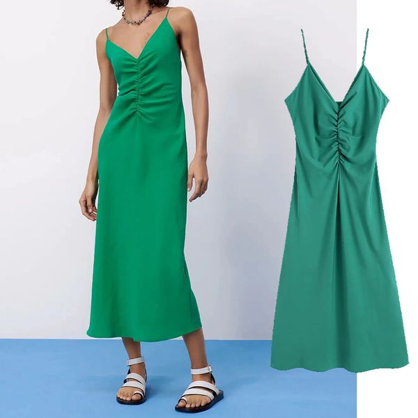 

casual dresses 2021 fashion summer women's solid color long dress suspenders pleated waist slim street clothing 213o, Black;gray