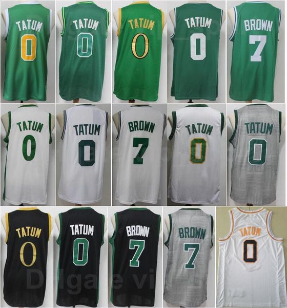 Мужчины Баскетбол Джайлен Браун Джерси 7 Jayson Tatum 0 Главная Черный Зеленый Белый Серый Синий Команда Color College Для Спорт Вентиляторы Чистый Хлопок Дышащее высокое качество На продажу