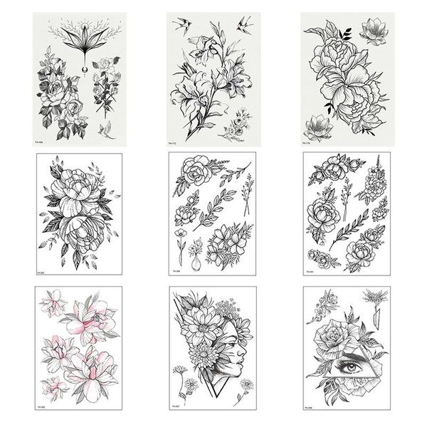 

temporary tattoos 1pcs sketch flower sticker waterproof tattoo body art arm decal