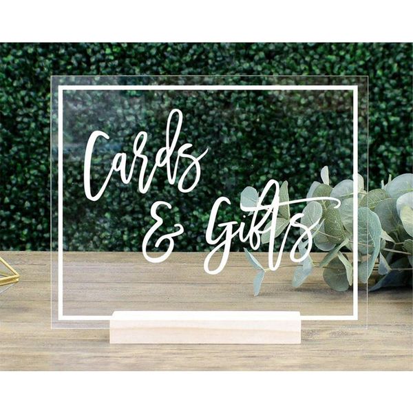 

cards & gifts table sign , clear acrylic wedding calligrapher handwritten party decoration
