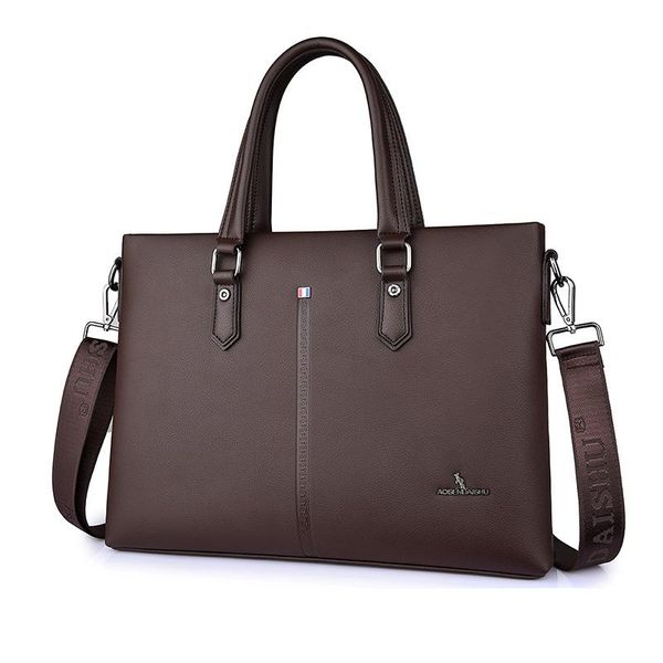 

men's portable handbag business briefcase shoulder messenger bag office documents bags pu leather maletines briefcases