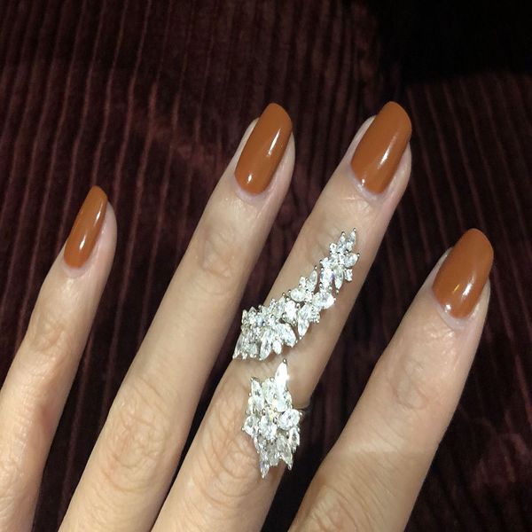 

zircon ear of wheat open band ring sterling silver plated sweet gift personalized fashion trend adjustable jewelry