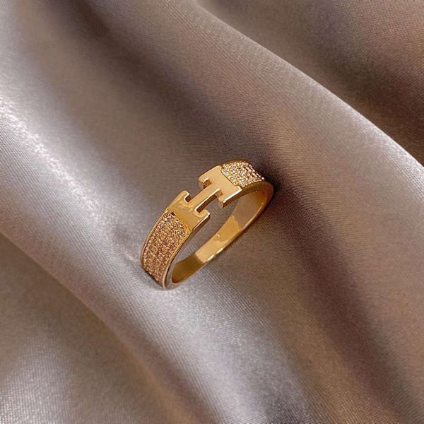 

ring copper plated real gold letter flash diamond female exquisite temperament index finger simple minority design, Silver
