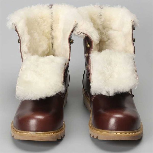 

natural wool winter boots men warmest cow leather winter shoes men 211216, Black