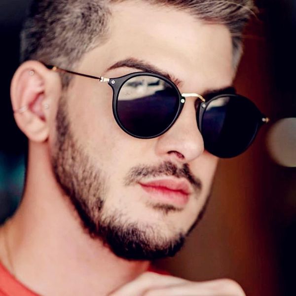 

round sunglasses men sun glasses men/women metal retro luxury mirror, White;black