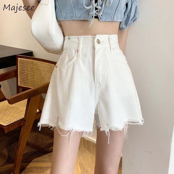 

women's shorts women ripped high waist solid streetwear club leisure fashion simple retro all-match summer girls students female, White;black