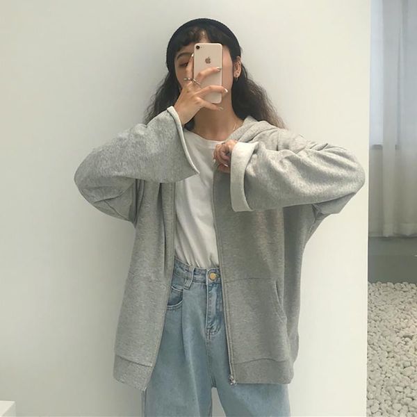 

women's hoodies & sweatshirts spring autumn long sleeve zip-up hooded fashion brand clothing packets zippers high quality, Black