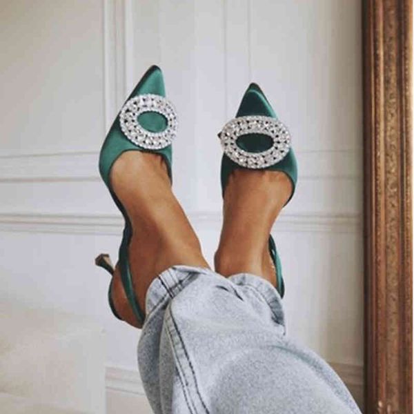 

70% off wholesale flip-flops women pumps luxury sikl crystal stiletto high heels fashion buckle strap summer sandals runway party shoes 40, Black