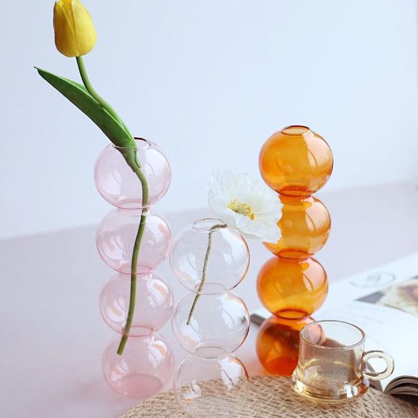 

vases nordic glass vase small hydroponic plant transparent bottle living room terrarium flower decoration florero home decor
