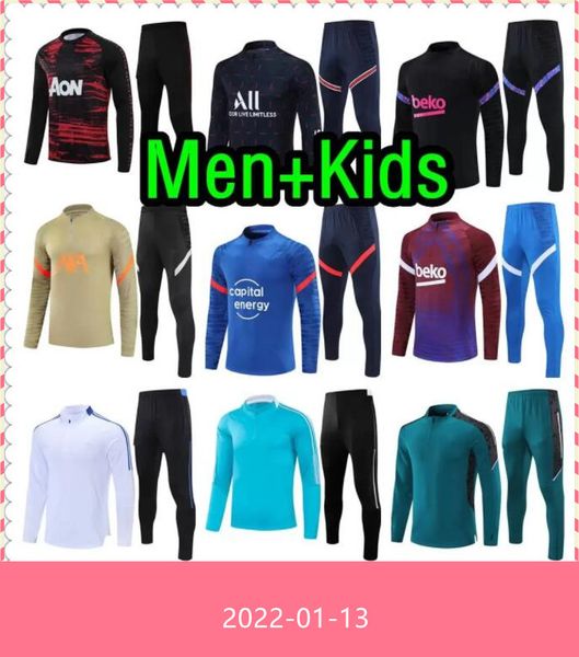 

man football jerseys mens and kids kit soccer tracksuit jersey 2122 training jacket chandal futbol survetement foot maillot de 666, Black;yellow