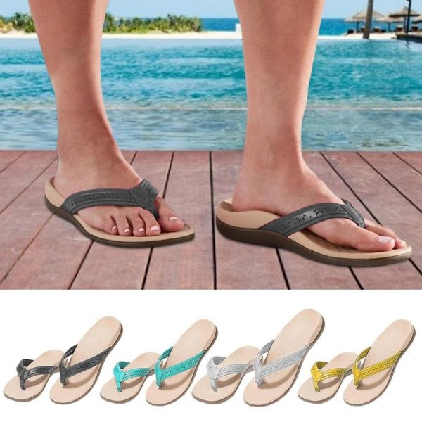 

slippers ladies toe-post sandal with arch support for beach casual comfortable men women home daily shoes, Black