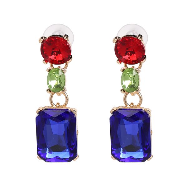 

ethnic jewelry crystal geometric statement dangle drop earring long pendant earrings for women, Silver