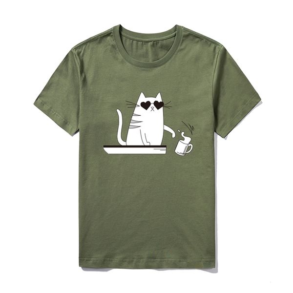 

kawaii cat t shirt men's casual funny cartoon print tshirts male summer harajuku 90s graphic t-shirt hip hop streetwear tee 210603, White;black