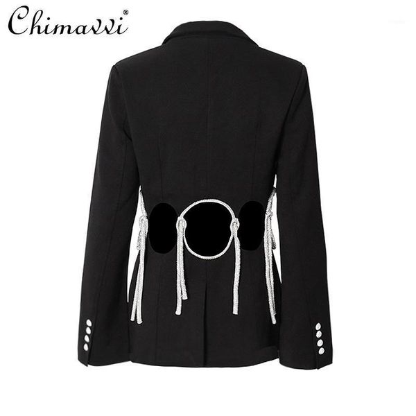 

women's suits & blazers streetwear blazer 2021 autumn fashion hollowed-out midriff outfit design slim fit long-sleeved simple temperam, White;black