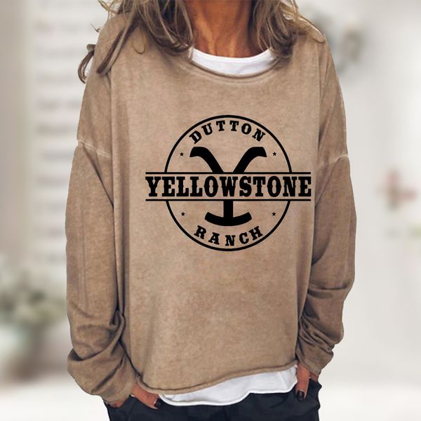 

2021 autumn and winter women's simple letter pattern printed casual round neck sweater, Black