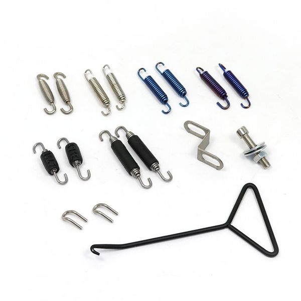 

motorcycle exhaust system 2pcs universal 304 spring hooks front middle link pipe rotatable metal springs kit set accessories