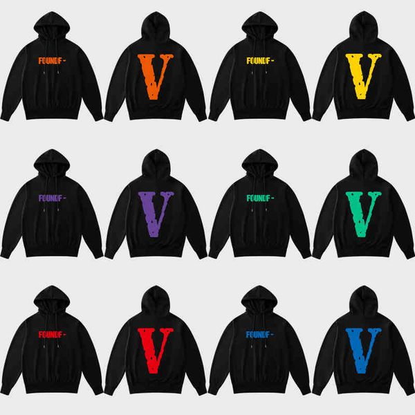 

men's sweater big v brand loose casual autumn and winter couple's same large wool circle hoodie, Black