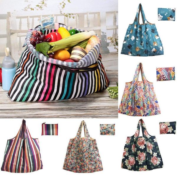 

shopping bags foldable handy bag reusable tote pouch recycle waterproof storage handbags sample travel