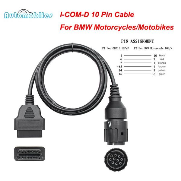 

for motorcycles motobikes icom d 10 pin cable icom-d obd 2 car diagnostic auto tool odb2 scanner extension tools